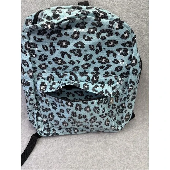 Accessory Innovations 17" Backpack Blue Sequin Iridescent Pad Back Lightweight - Picture 7 of 12